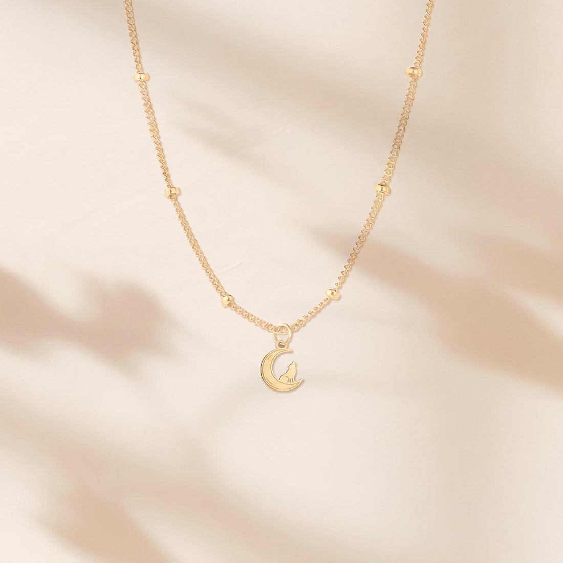 Moon Wolf Charm Necklace