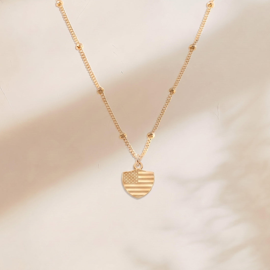 USA Flag Shield Necklace