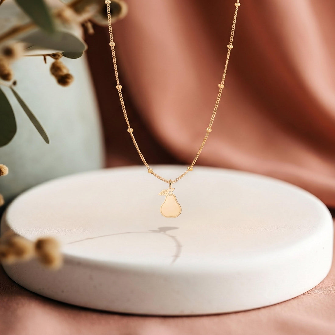 Pear Charm Beady Necklace