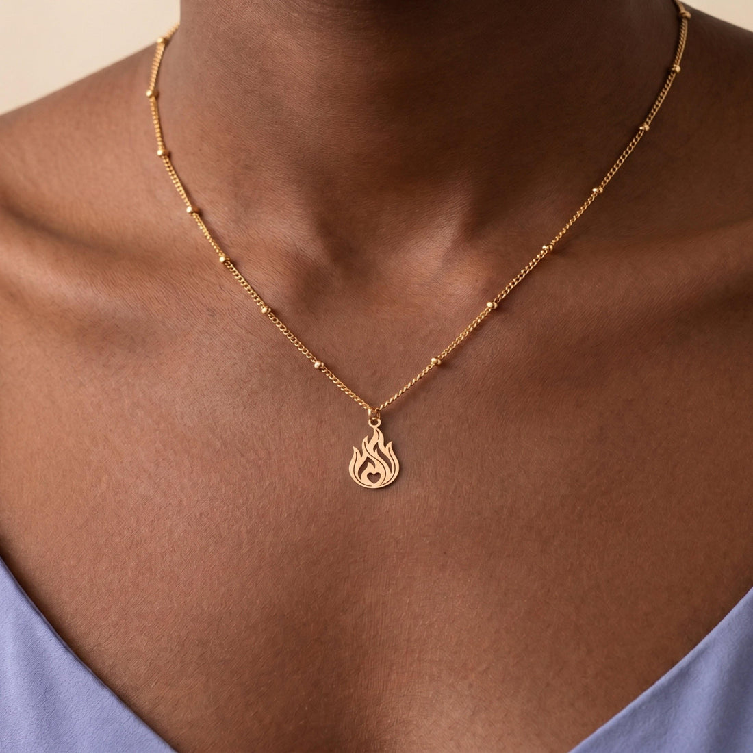 Heart Flame Charm Necklace