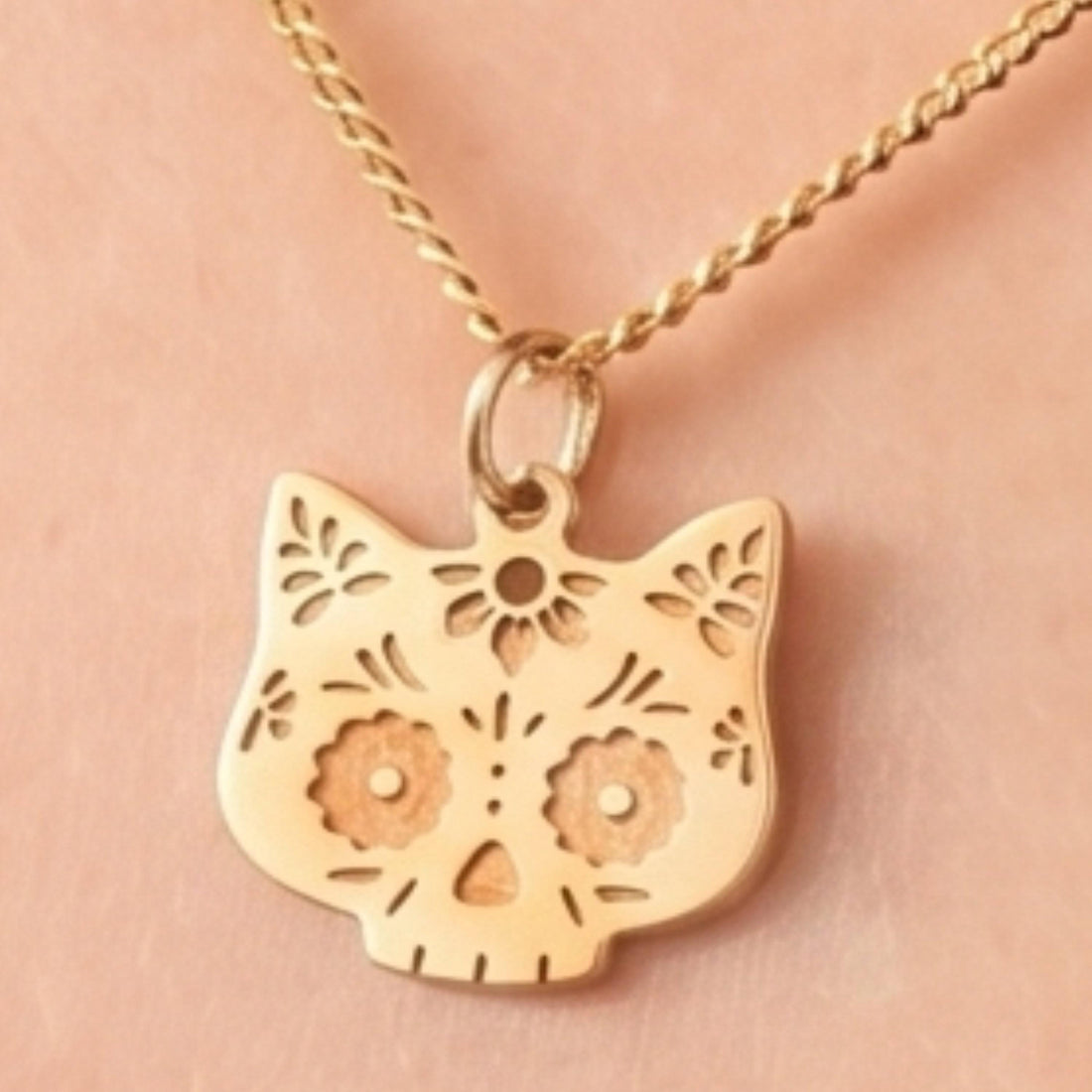 Sugar Skull Cat Necklace