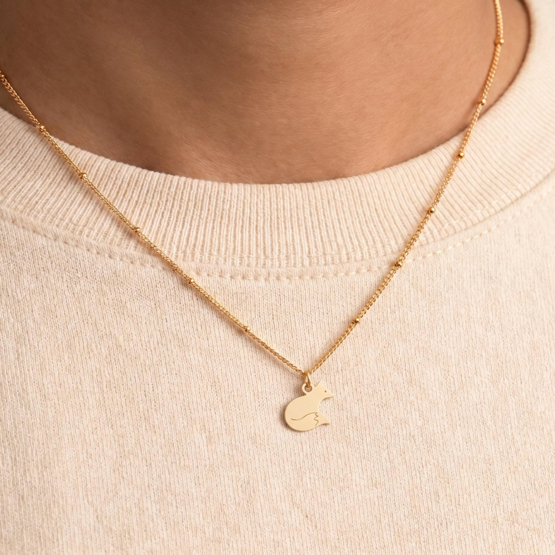 Sitting Fox Charm Necklace