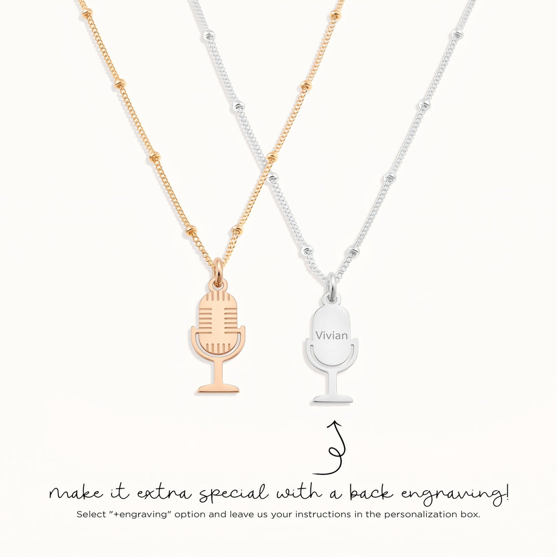 Microphone Charm Beady Necklace