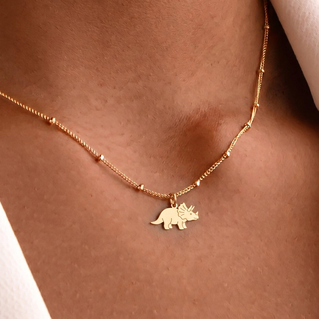 Triceratops Charm Beady Necklace