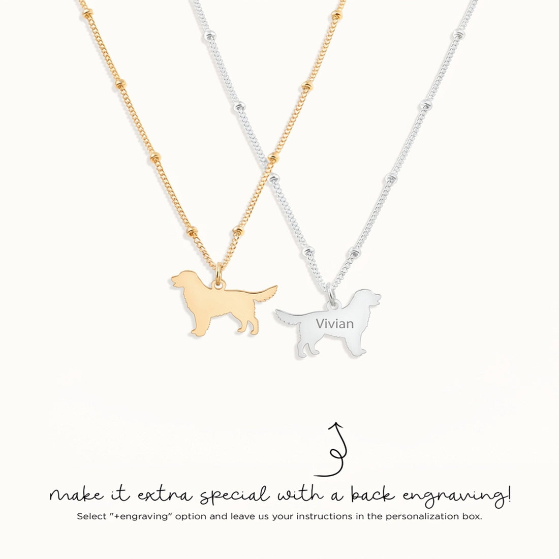 Golden Retriever Charm Beady Necklace