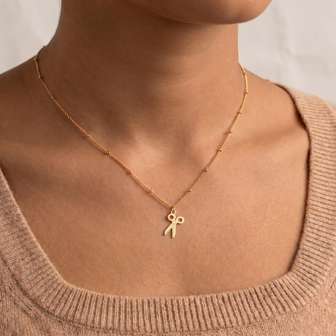 Scissors Charm Bead Necklace