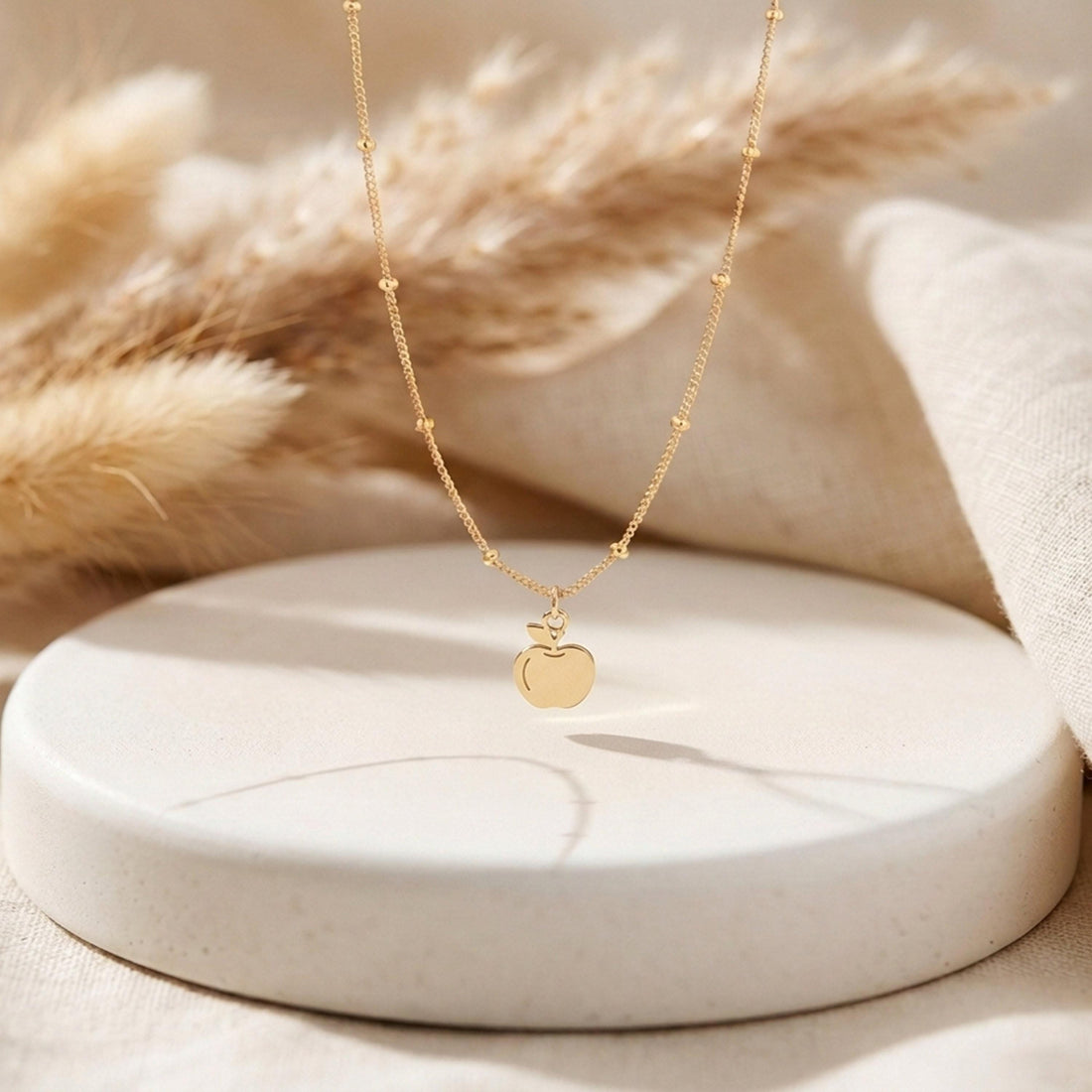 Apple Charm Beady Necklace
