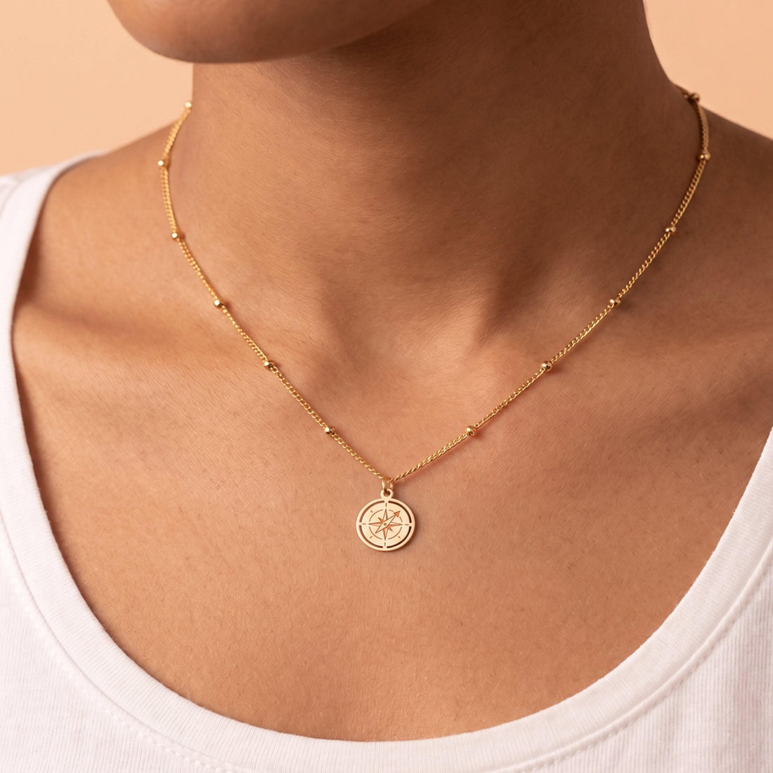Compass Cutout Necklace Charm