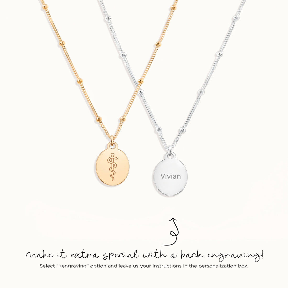 Caduceus Charm Beady Necklace