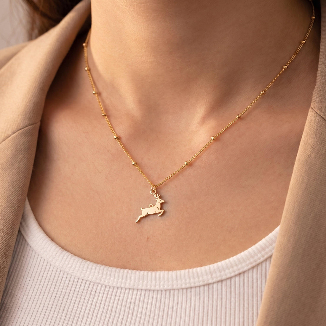 Leaping Deer Necklace Charm
