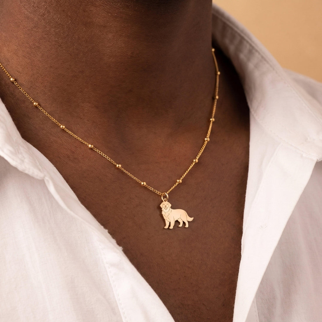 Golden Retriever Dog Necklace Charm