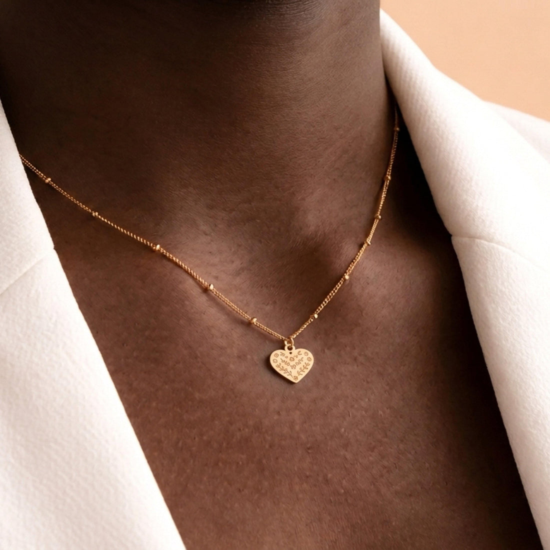 Heart Flower Charm Necklace