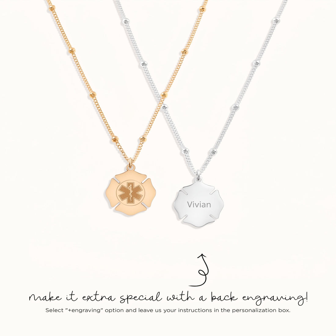 Caduceus Charm Beady Necklace