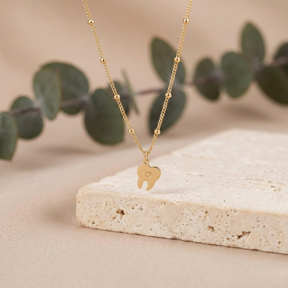 Tooth Heart Beady Necklace