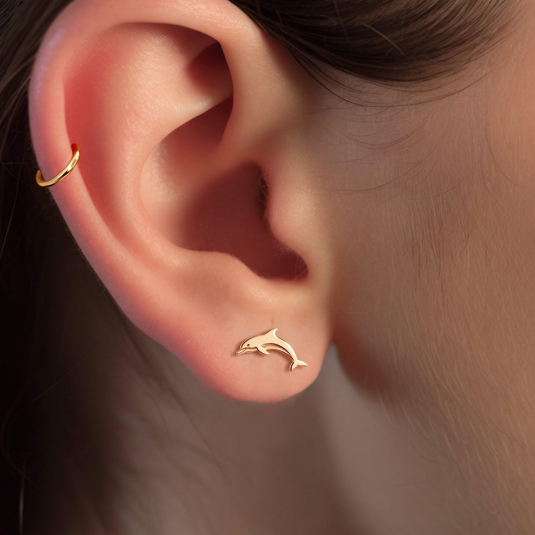 Leaping Dolphin Stud Earrings