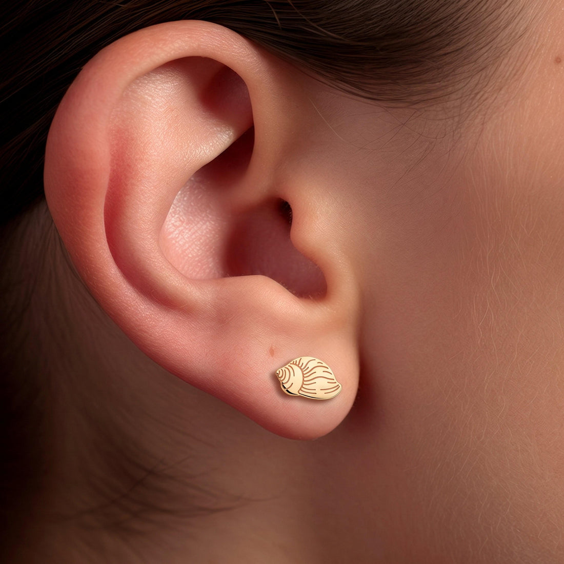 Conch Shell Charm Stud Earrings