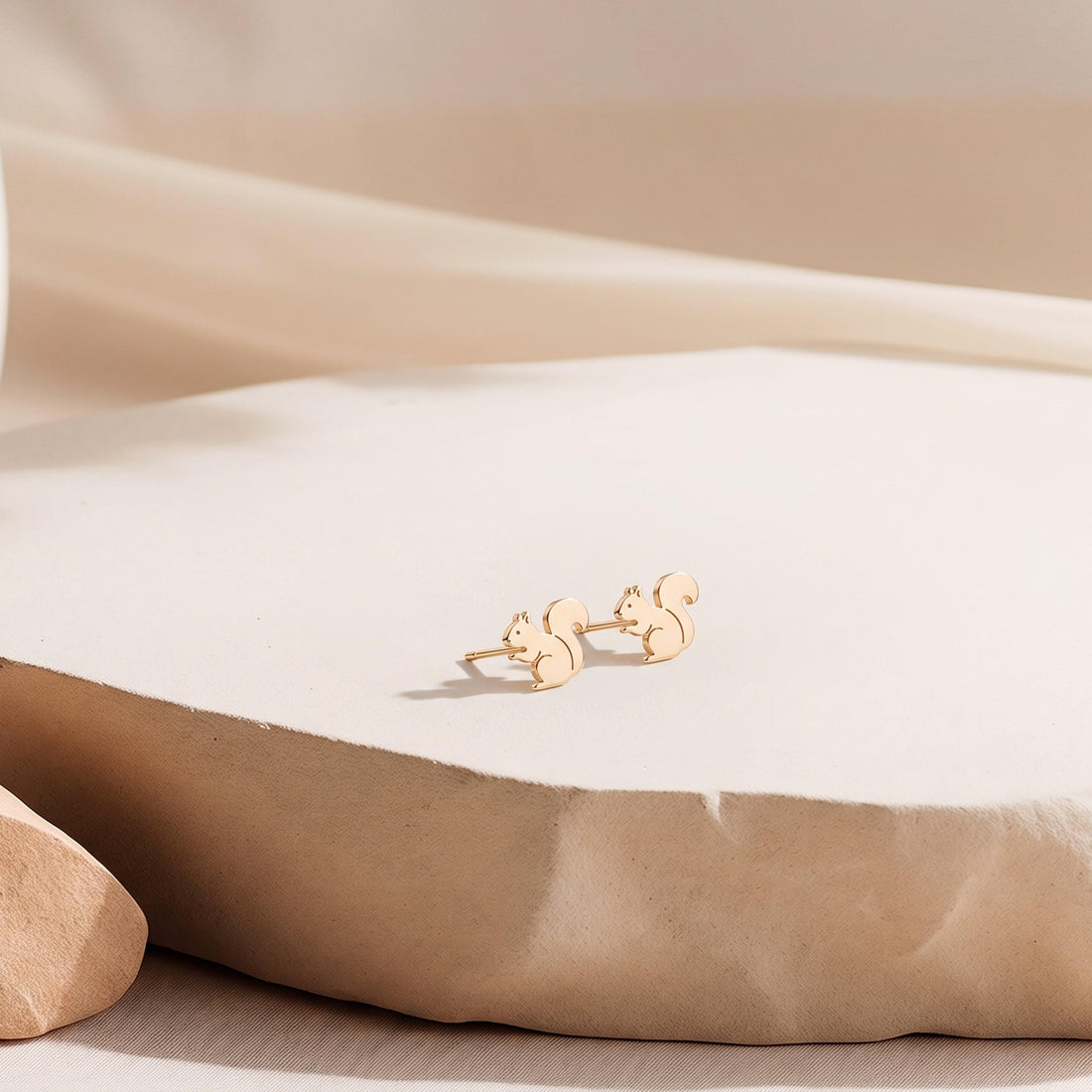 Squirrel Charm Stud Earrings