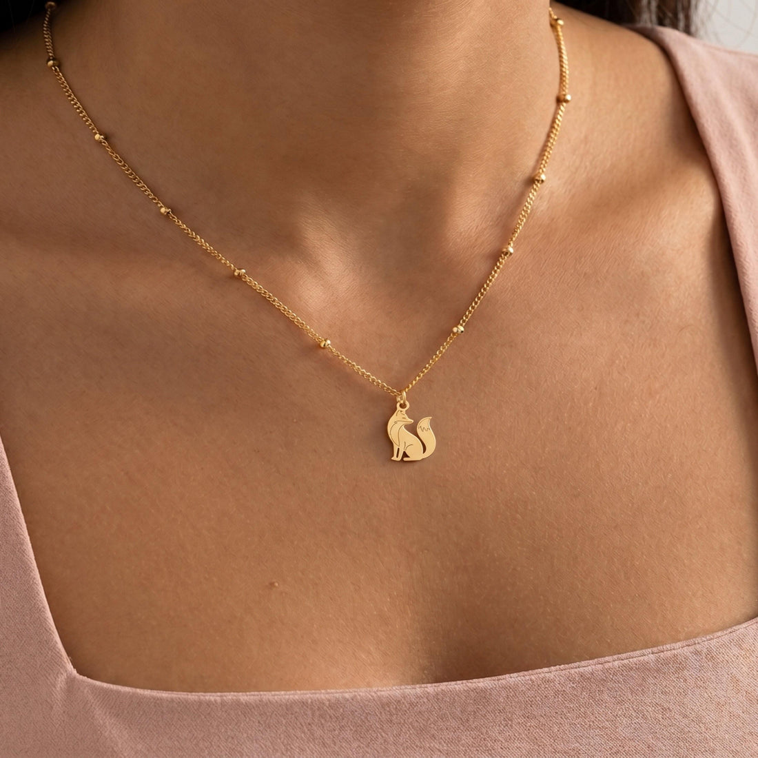 Sitting Fox Beady Necklace