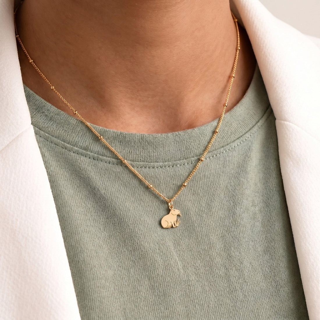 Capybara Charm Beady Necklace