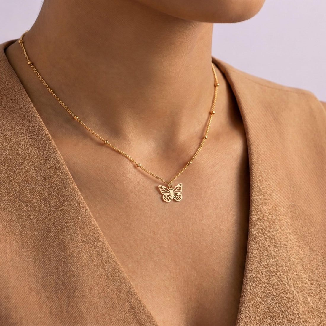Butterfly Cutout Beady Necklace
