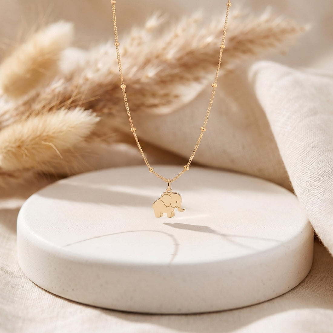 Tiny Elephant Beady Necklace
