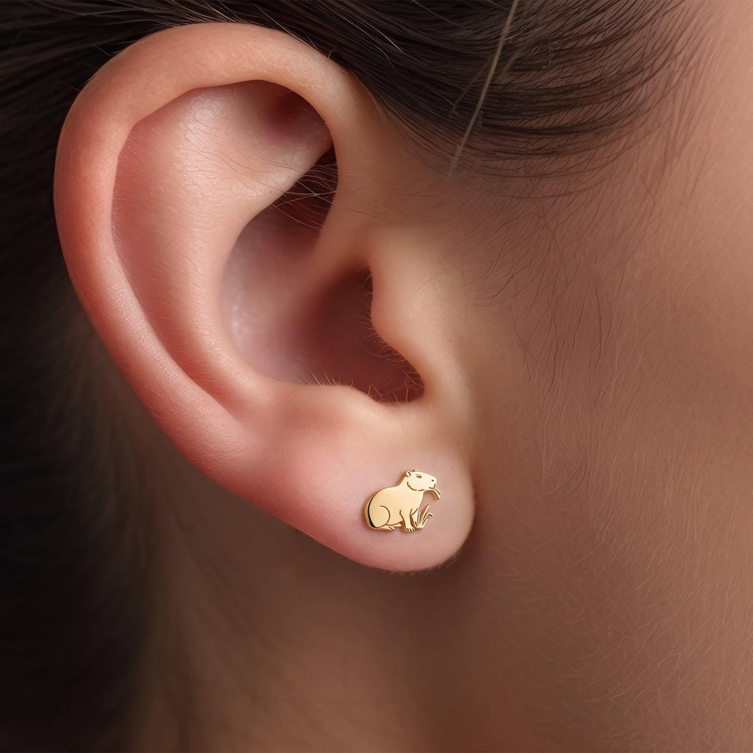 Capybara Charm Stud Earrings