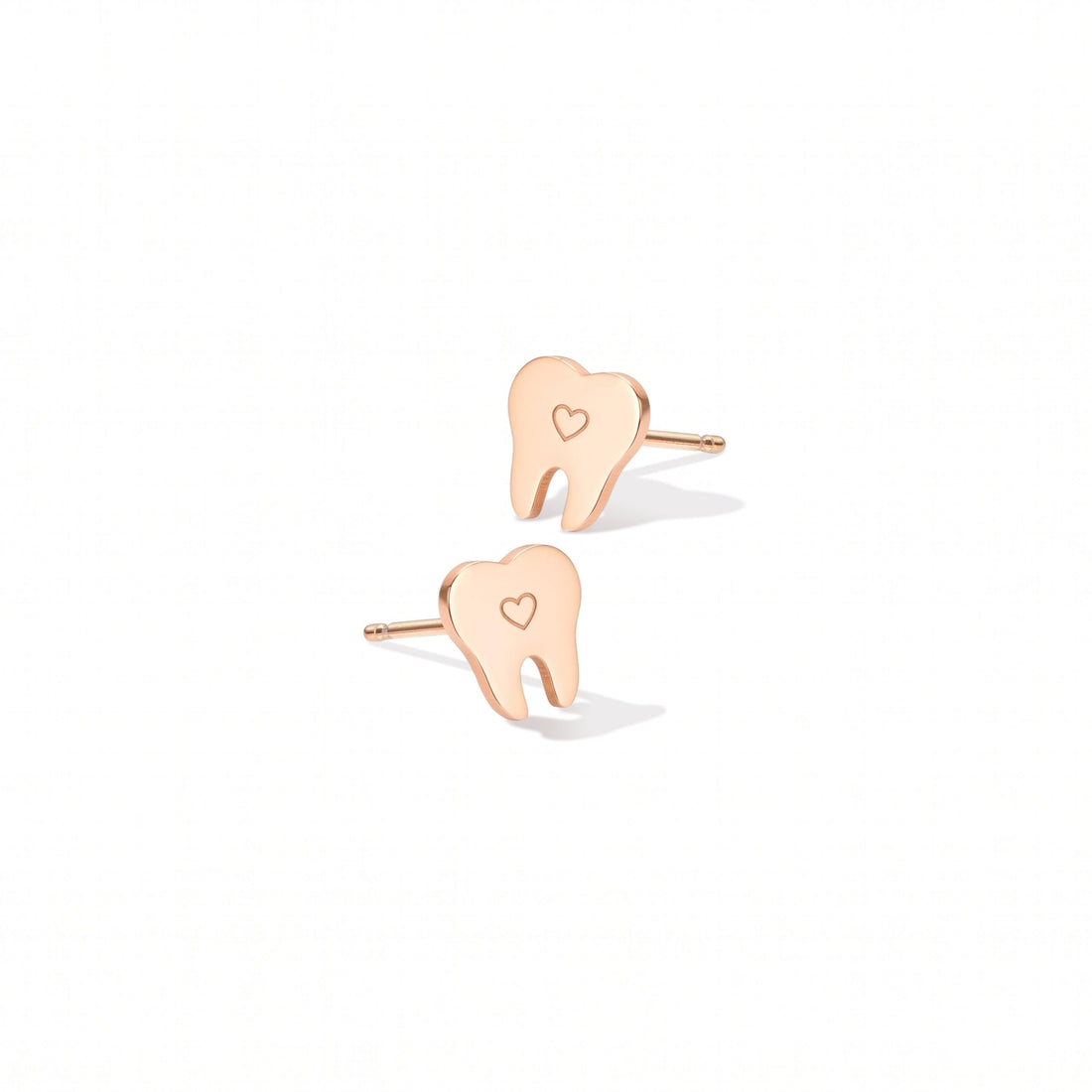 Tooth Heart Charm Stud Earrings