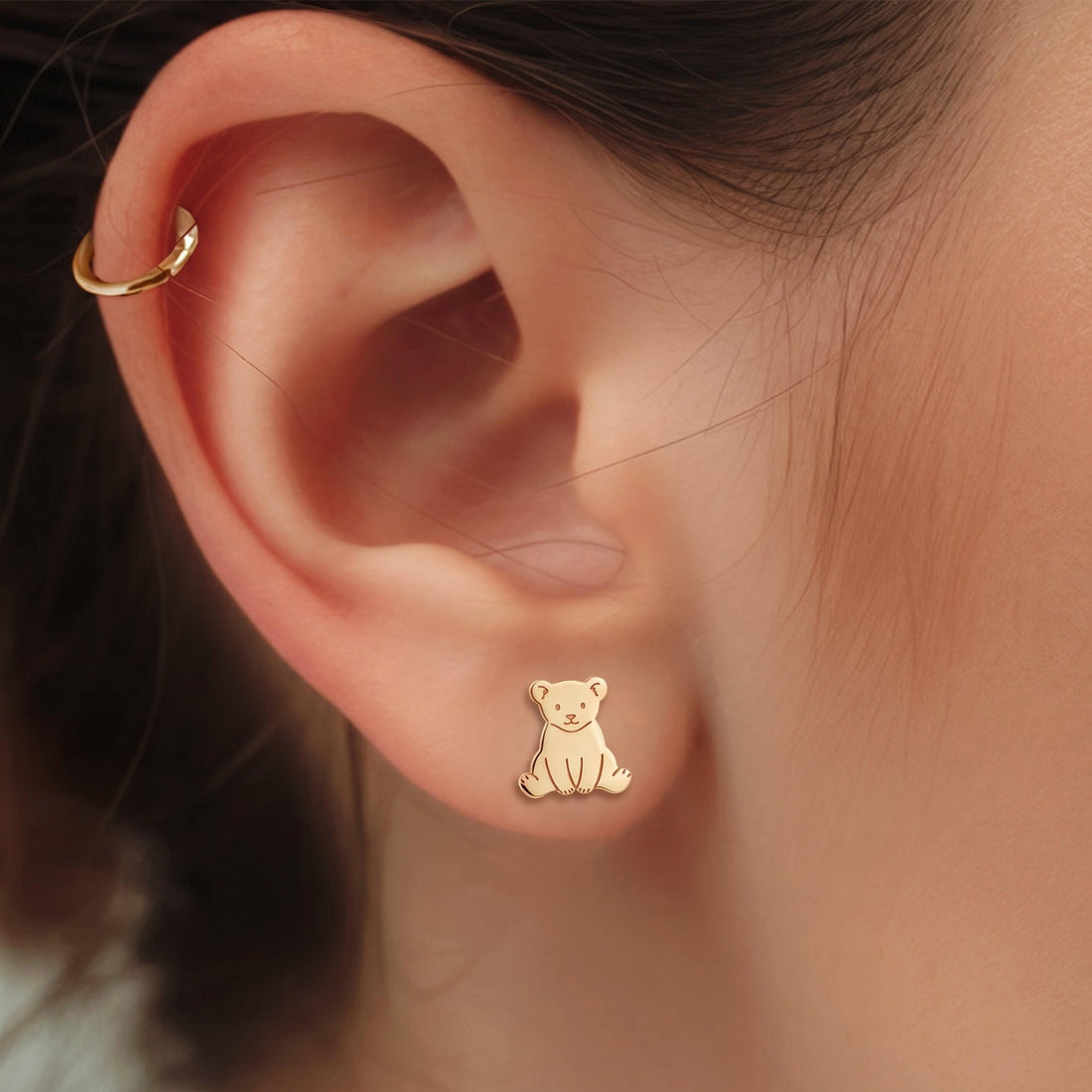 Sitting Teddy Bear Stud Earrings