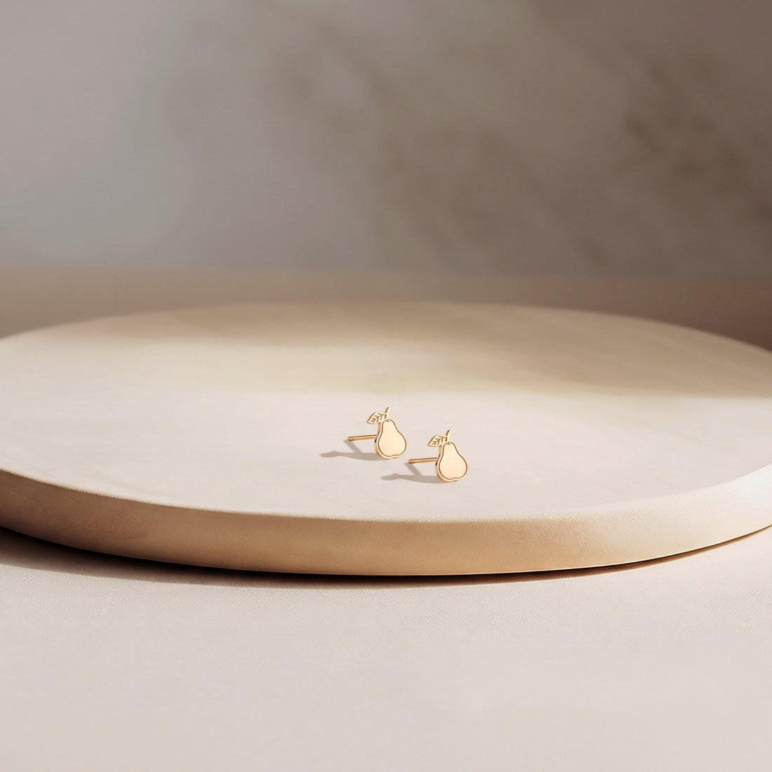 Pear Leaf Fruit Stud Earrings