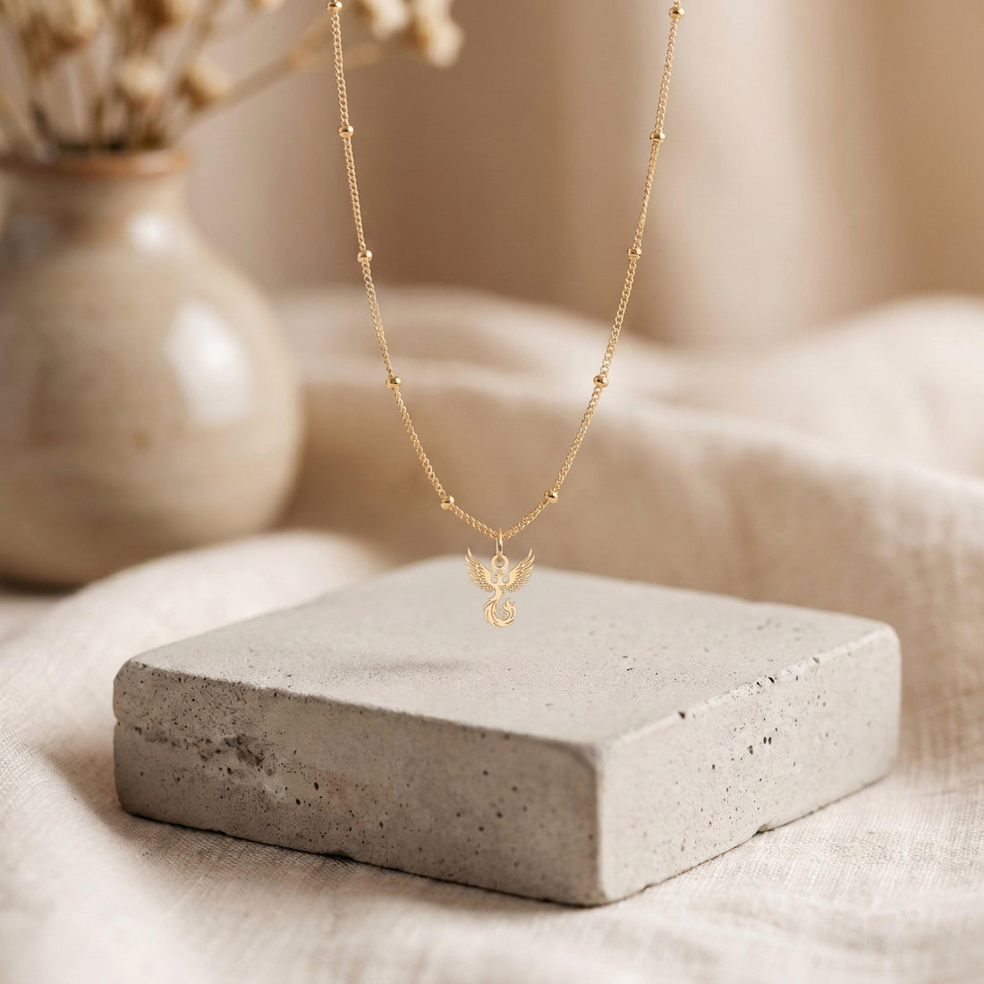 Phoenix Charm Beady Necklace