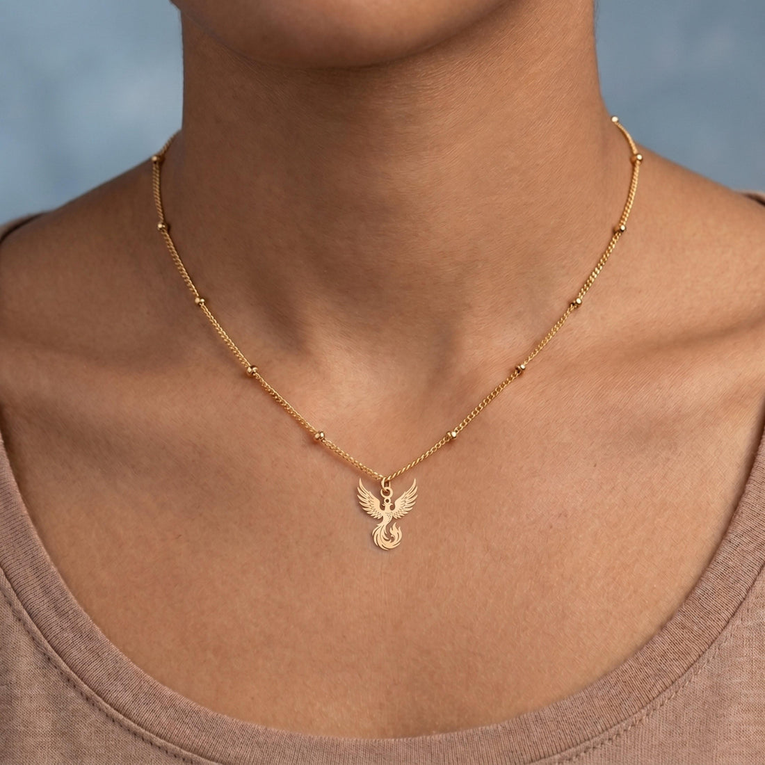 Phoenix Charm Beady Necklace