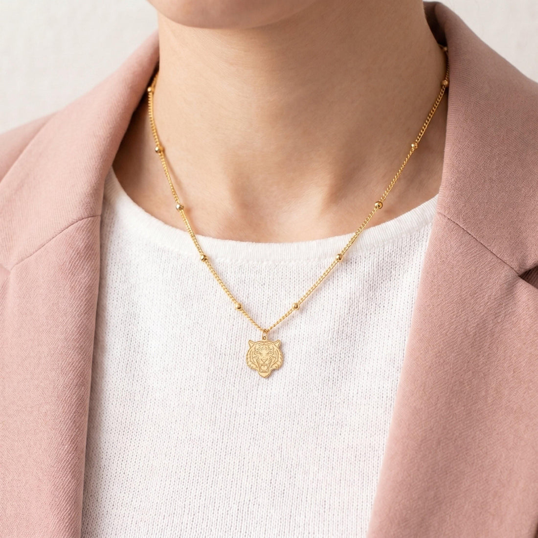 Roaring Tiger Charm Necklace