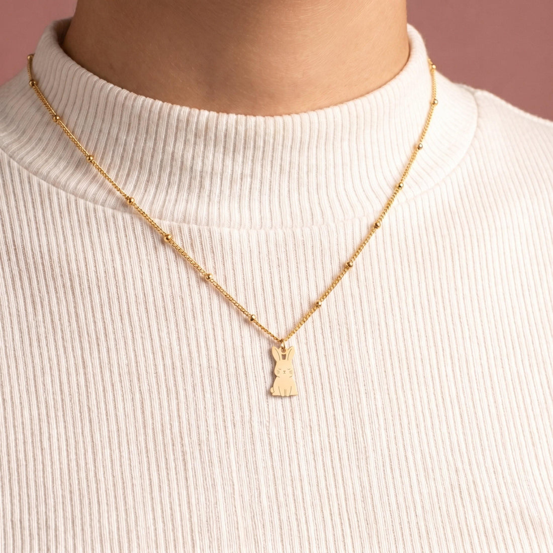 Sitting Bunny Charm Necklace