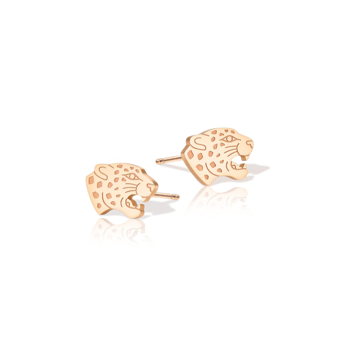 Leopard Head Charm Stud Earrings