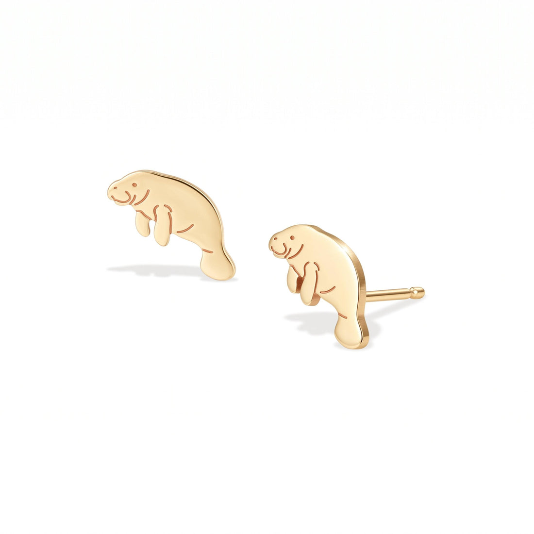 Manatee Ocean Charm Stud Earrings