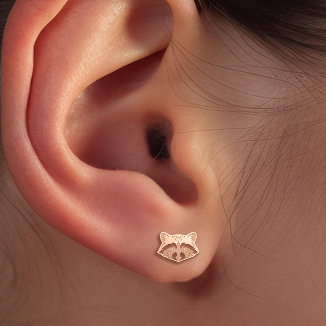 Raccoon Face Stud Earrings