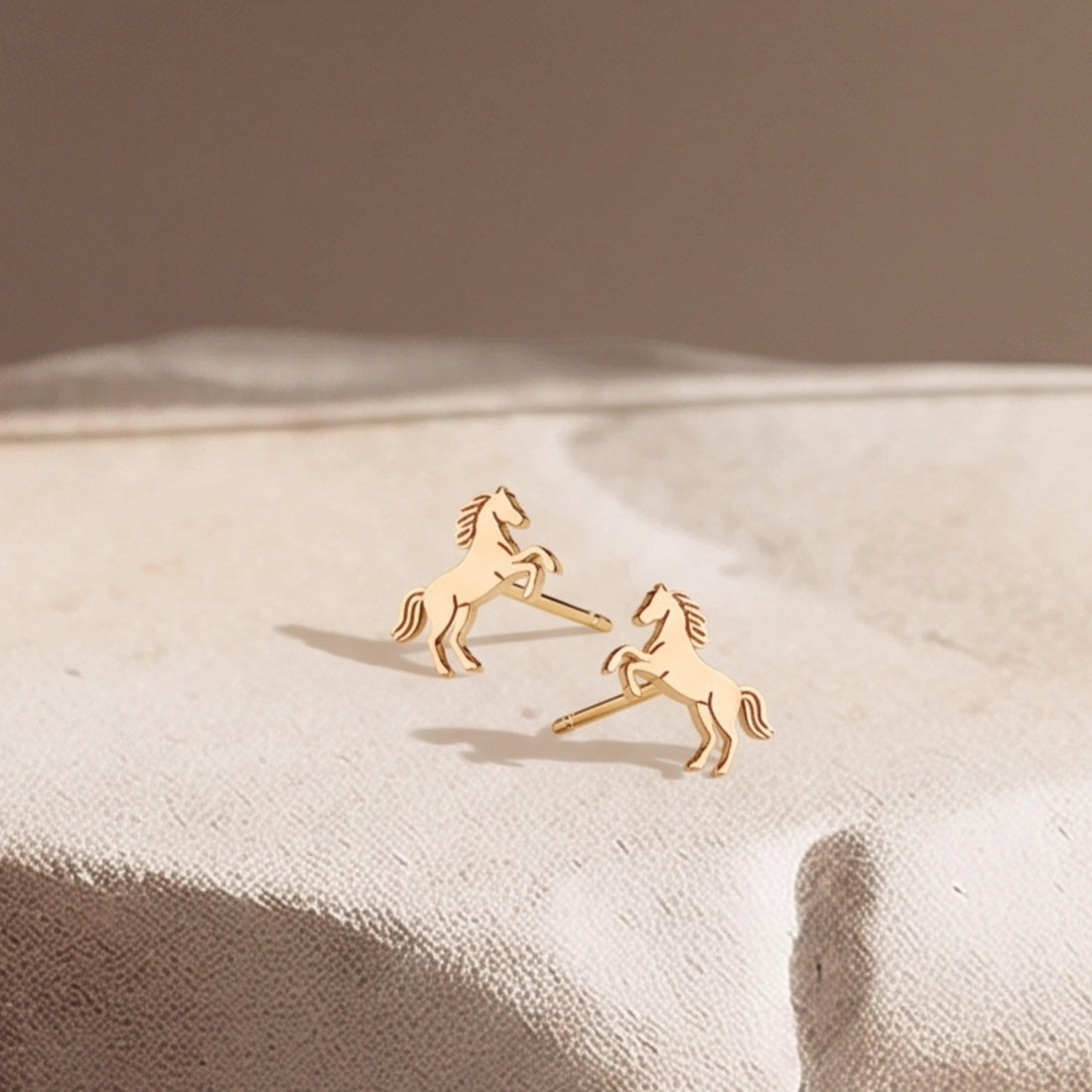 Rearing Horse Charm Stud Earrings
