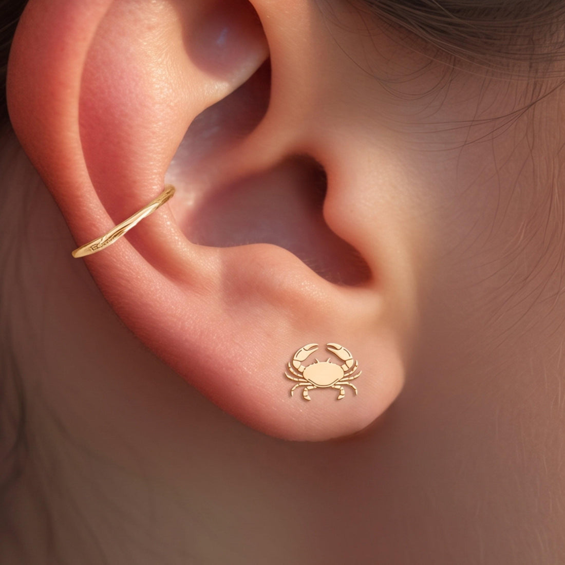 Crab Charm Stud Earrings