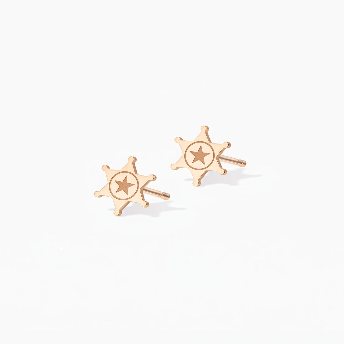 Sheriff Star Badge Stud Earrings