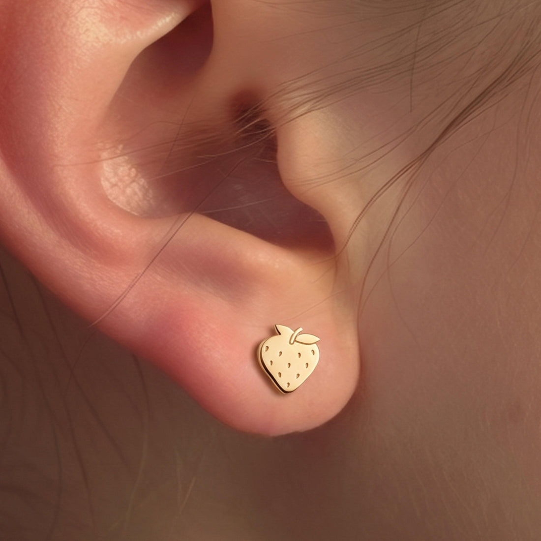 Strawberry Charm Stud Earrings