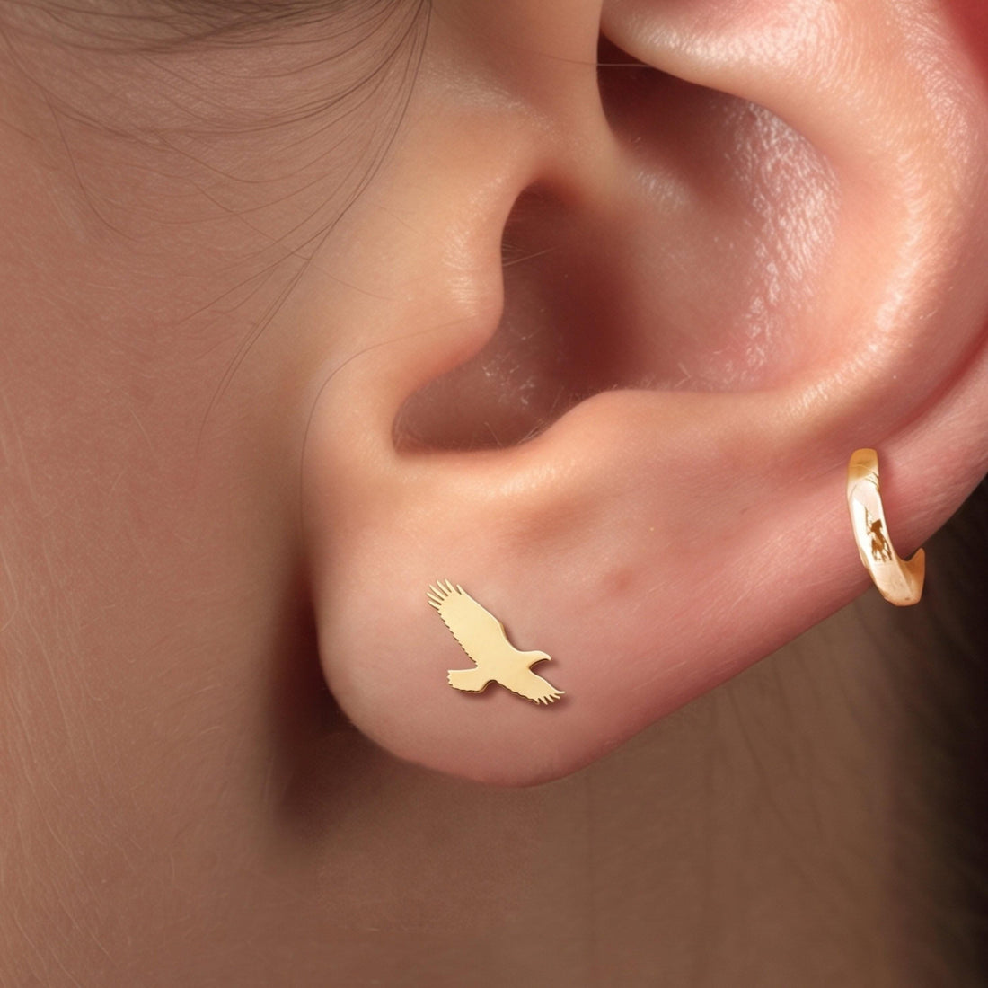Flying Eagle Bird Stud Earrings