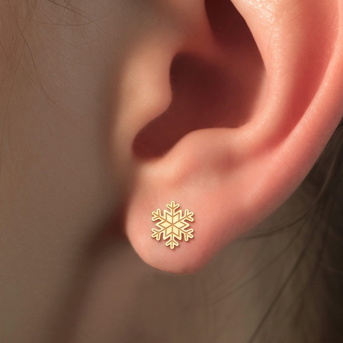 Snowflake Charm Stud Earrings