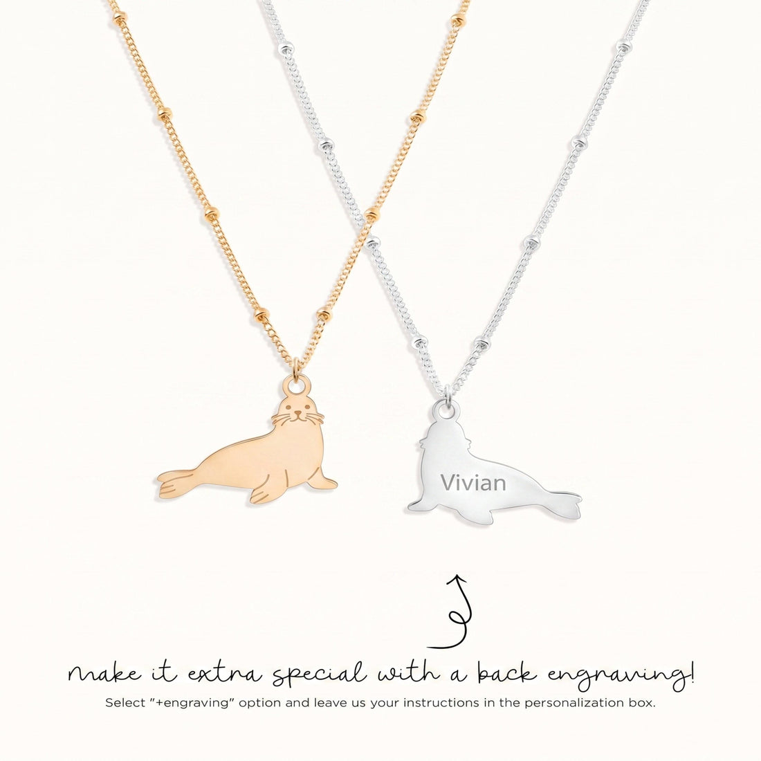 Seal Charm Beady Necklace