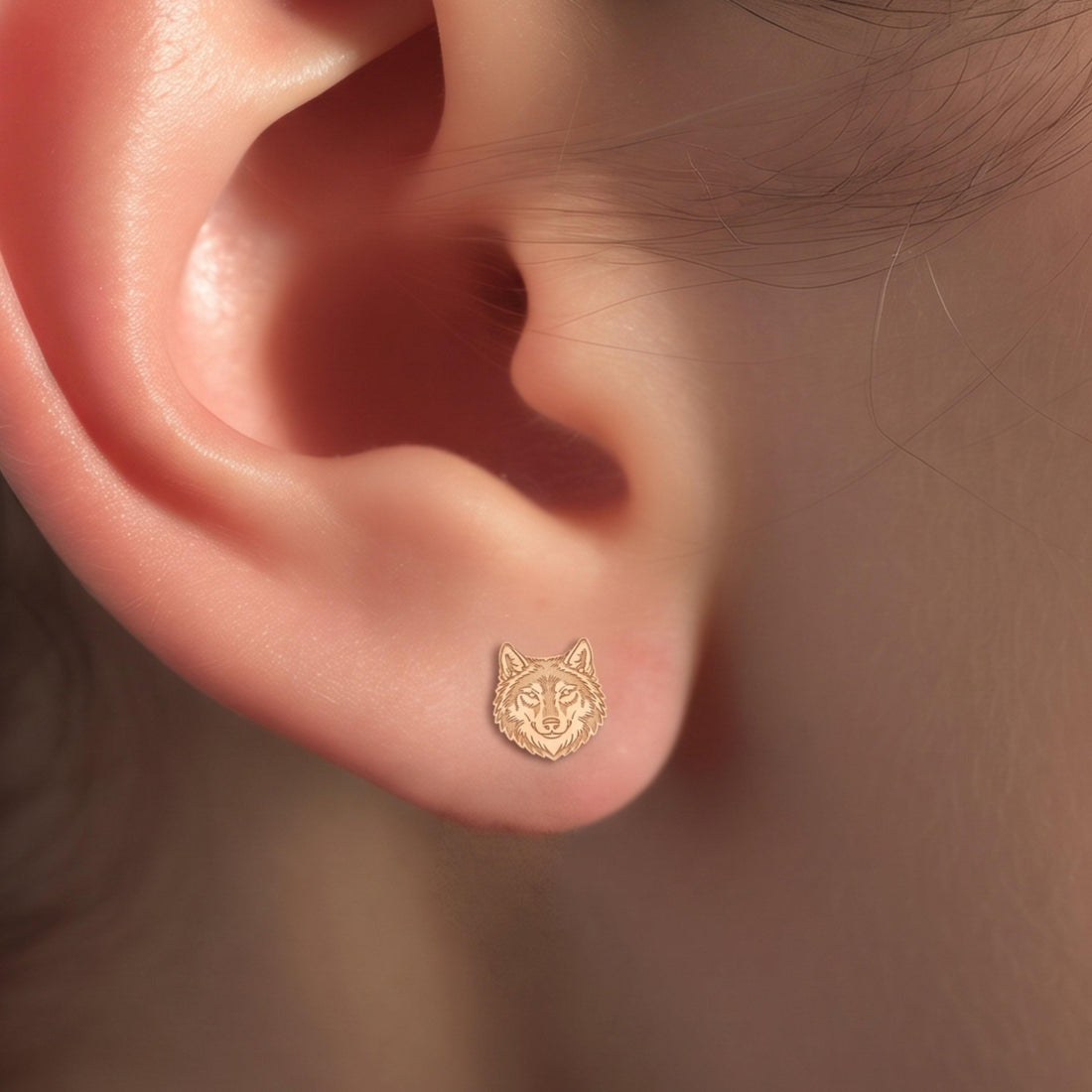 Wolf Head Stud Earrings