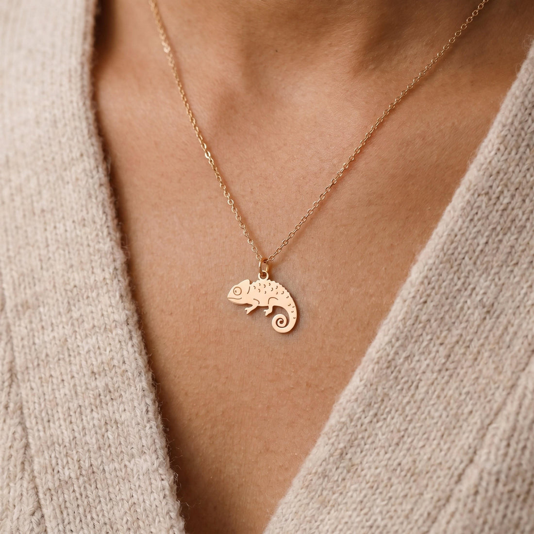 Chameleon Lizard Necklace Charm