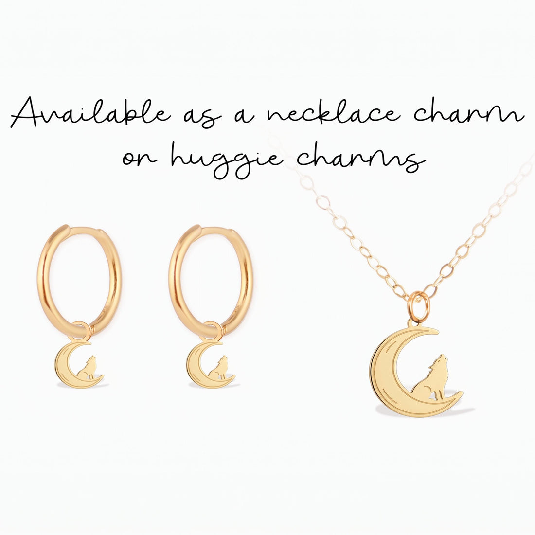 Crescent Moon Wolf Necklace Charm