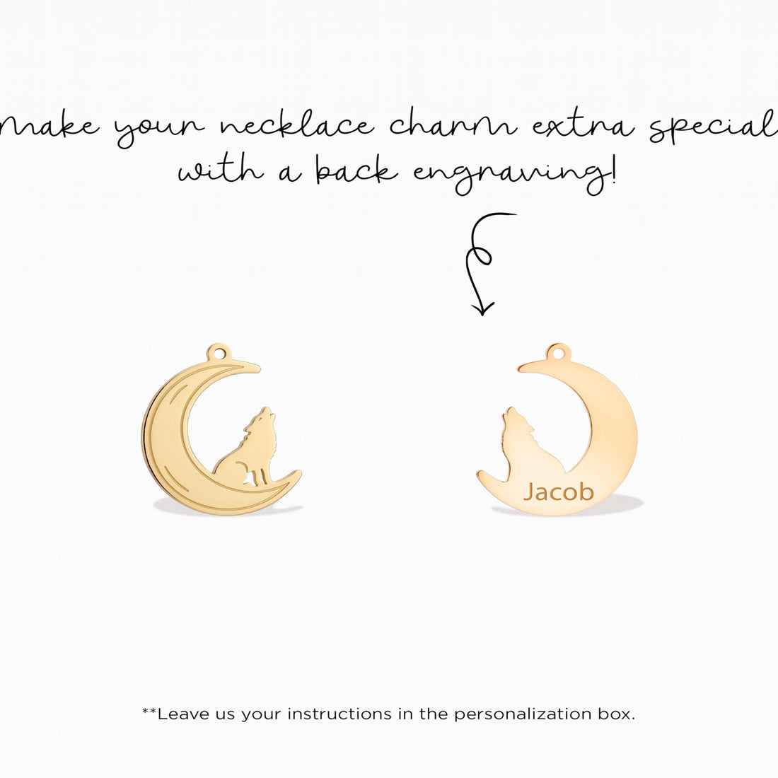 Crescent Moon Wolf Necklace Charm