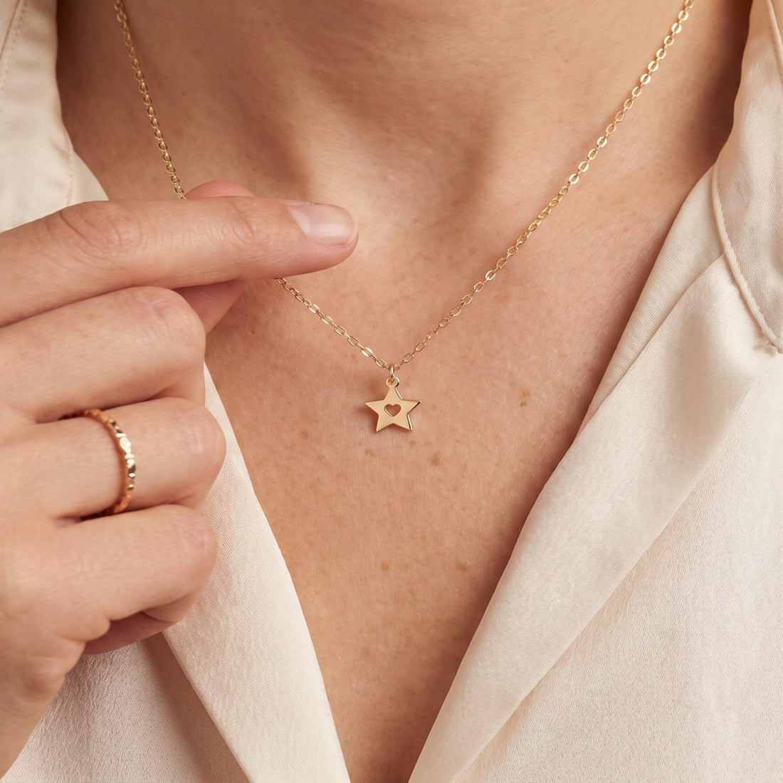 Heart Star Cutout Necklace Charm