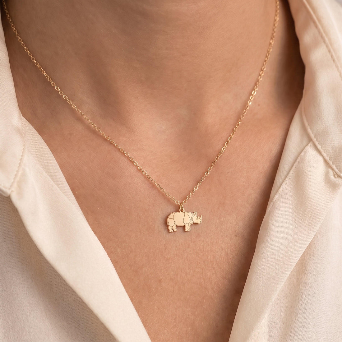 Standing Rhino Charm Pendant