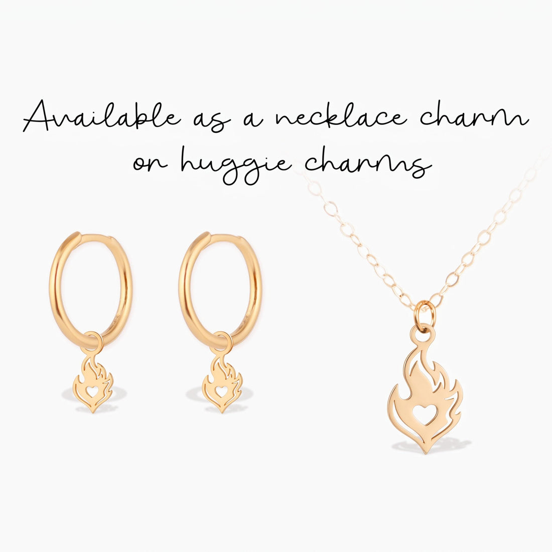 Heart Flame Necklace Charm